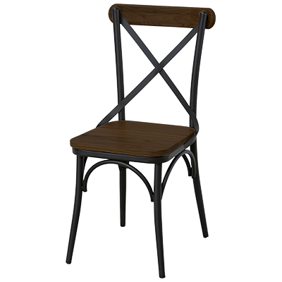 X-Back Side Chair - Black Hammertone Frame - Walnut Elm