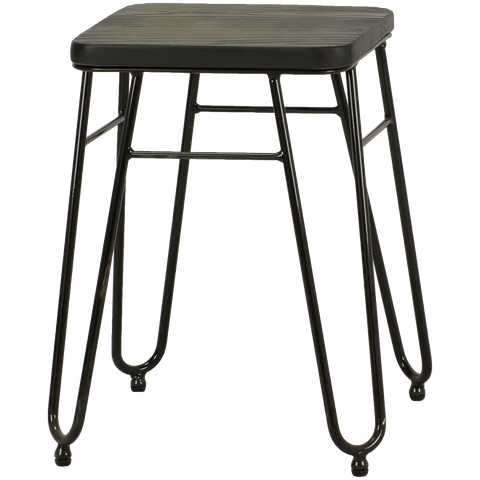 Manhattan Low Stool - Black Frame - Black Elm Seat