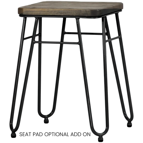Manhattan Low Stool - Black Frame - Black Elm Seat