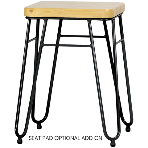 Manhattan Low Stool - Black Frame - Black Elm Seat